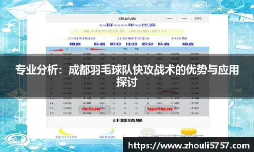 专业分析:成都羽毛球队快攻战术的优势与应用探讨